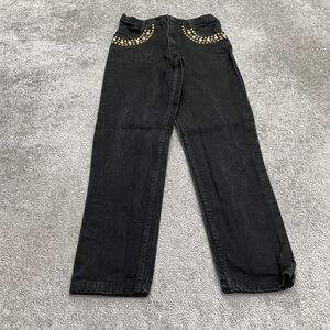 Brighton Blue Lexicco Vintage Studded Denim Jeans Womens 11/12 Black Straight